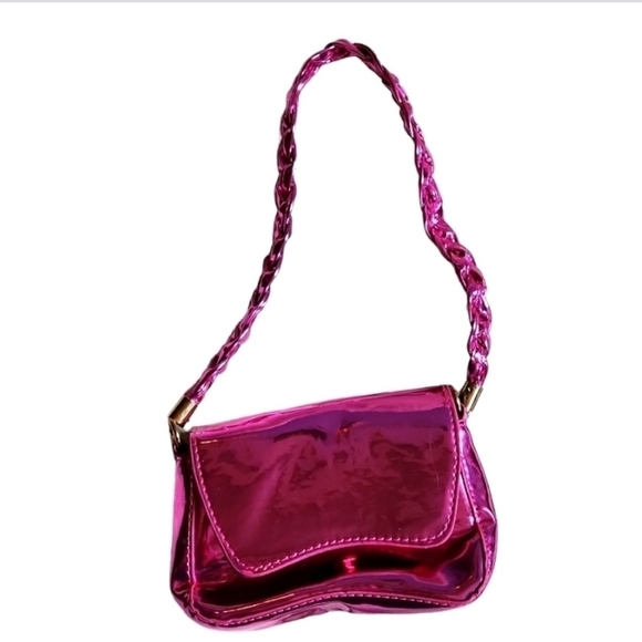 Pink Metallic Reflective Evening Bag Retro Purse - Picture 1 of 7